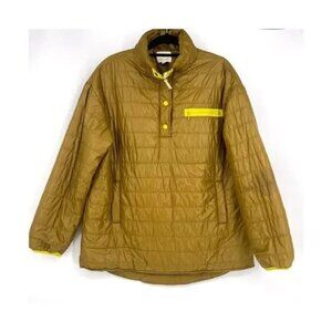 NWT Aerie Offline Pullover Puffer Brown with Yellow Accents L